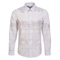 Tokelau White Sunday Family Matching Off Shoulder Short Dress and Hawaiian Shirt Polynesian Pattern Gardenia Thunbergia