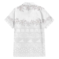 Tokelau White Sunday Family Matching Tank Maxi Dress and Hawaiian Shirt Polynesian Pattern Gardenia Thunbergia