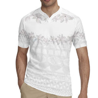 Tokelau White Sunday Rugby Jersey Polynesian Pattern Gardenia Thunbergia