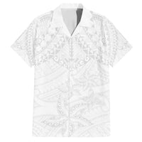 American Samoa White Sunday Family Matching Summer Maxi Dress and Hawaiian Shirt Lotu Tamaiti Plumeria With Samoan Pattern