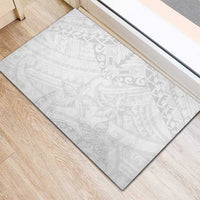 American Samoa White Sunday Rubber Doormat Lotu Tamaiti Plumeria With Samoan Pattern
