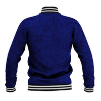 Blue Polynesia Baseball Jacket Polynesian Pattern Mix Plumeria LT14 - Polynesian Pride