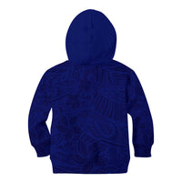 Blue Polynesia Kid Hoodie Polynesian Pattern Mix Plumeria
