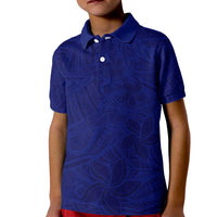 Blue Polynesia Kid Polo Shirt Polynesian Pattern Mix Plumeria LT14 Kid Blue - Polynesian Pride