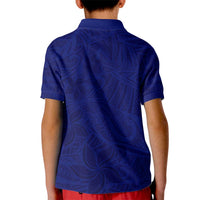 Blue Polynesia Kid Polo Shirt Polynesian Pattern Mix Plumeria LT14 - Polynesian Pride