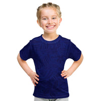 Blue Polynesia Kid T Shirt Polynesian Pattern Mix Plumeria