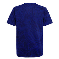 Blue Polynesia Rugby Jersey Polynesian Pattern Mix Plumeria