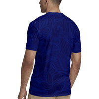 Blue Polynesia Rugby Jersey Polynesian Pattern Mix Plumeria