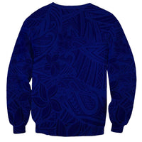 Blue Polynesia Sweatshirt Polynesian Pattern Mix Plumeria LT14 - Polynesian Pride