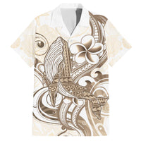 Brown Hawaii Humpback Whale Family Matching Off Shoulder Short Dress and Hawaiian Shirt Polynesian Tribal Ocean Vibes