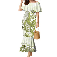 Lime Green Hawaii Mermaid Dress Humpback Whale Tattoo Polynesian Tribal Ocean Vibes LT14 Women Lime Green - Polynesian Pride