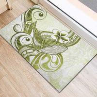 Lime Green Hawaii Rubber Doormat Humpback Whale Tattoo Polynesian Tribal Ocean Vibes