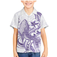 Purple Hawaii Family Matching Mermaid Dress and Hawaiian Shirt Humpback Whale Tattoo Polynesian Tribal Ocean Vibes