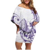Purple Hawaii Family Matching Off Shoulder Short Dress and Hawaiian Shirt Humpback Whale Tattoo Polynesian Tribal Ocean Vibes