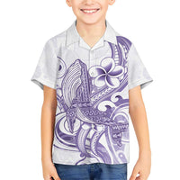 Purple Hawaii Family Matching Short Sleeve Bodycon Dress and Hawaiian Shirt Humpback Whale Tattoo Polynesian Tribal Ocean Vibes