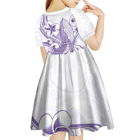 Purple Hawaii Kid Short Sleeve Dress Humpback Whale Tattoo Polynesian Tribal Ocean Vibes
