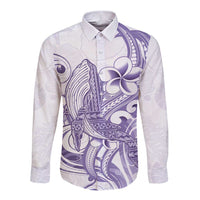 Purple Hawaii Long Sleeve Button Shirt Humpback Whale Tattoo Polynesian Tribal Ocean Vibes