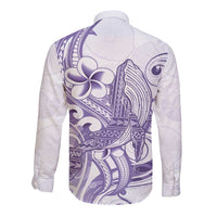 Purple Hawaii Long Sleeve Button Shirt Humpback Whale Tattoo Polynesian Tribal Ocean Vibes