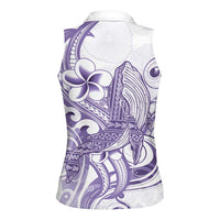 Purple Hawaii Women Sleeveless Polo Shirt Humpback Whale Tattoo Polynesian Tribal Ocean Vibes LT14 - Polynesian Pride