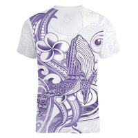 Purple Hawaii Women V-Neck T-Shirt Humpback Whale Tattoo Polynesian Tribal Ocean Vibes