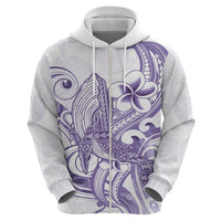 Purple Hawaii Zip Hoodie Humpback Whale Tattoo Polynesian Tribal Ocean Vibes