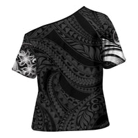 Tiki Drum Hawaii Cross Shoulder Shirt Hawaiian Kakau Tattoo Style