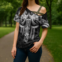 Tiki Drum Hawaii Cross Shoulder Shirt Hawaiian Kakau Tattoo Style