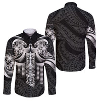 Tiki Drum Hawaii Family Matching Off The Shoulder Long Sleeve Dress and Hawaiian Shirt Hawaiian Kakau Tattoo Style