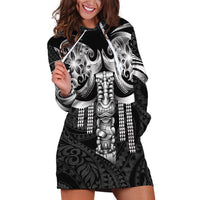 Tiki Drum Hawaii Hoodie Dress Hawaiian Kakau Tattoo Style