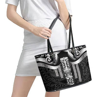 Tiki Drum Hawaii Leather Tote Bag Hawaiian Kakau Tattoo Style
