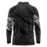 Tiki Drum Hawaii Long Sleeve Polo Shirt Hawaiian Kakau Tattoo Style