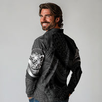 Tiki Drum Hawaii Long Sleeve Polo Shirt Hawaiian Kakau Tattoo Style