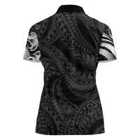 Tiki Drum Hawaii Women Polo Shirt Hawaiian Kakau Tattoo Style