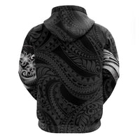 Tiki Drum Hawaii Zip Hoodie Hawaiian Kakau Tattoo Style