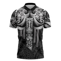 Tiki Drum Hawaii Zipper Polo Shirt Hawaiian Kakau Tattoo Style