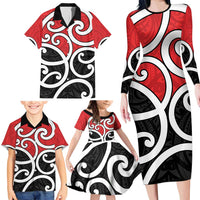 New Zealand Family Matching Long Sleeve Bodycon Dress and Hawaiian Shirt Maori Koru Tino Rangatiratanga Color LT14 - Polynesian Pride