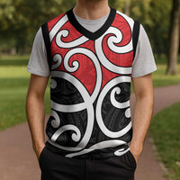 New Zealand Christmas Knitted V-Neck Vest Maori Koru Tino Rangatiratanga Color - Polynesian Pride