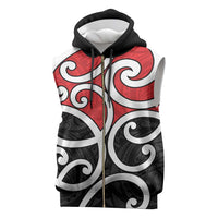 New Zealand Sleeveless Zip Hoodie Maori Koru Tino Rangatiratanga Color LT14 Red - Polynesian Pride