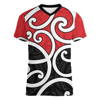 New Zealand Women V-Neck T-Shirt Maori Koru Tino Rangatiratanga Color - Polynesian Pride