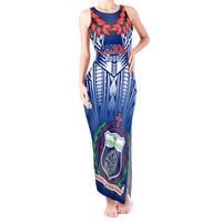 Samoa Rugby Tank Maxi Dress 2023 Go Manu Samoa With Ula Fala Style LT14 Women Blue - Polynesian Pride