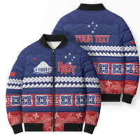 Personalised FAST Samoa Siapo Bomber Puffer Jacket Teuila Flowers Samoan Pattern - Polynesian Pride