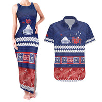 Personalised FAST Samoa Siapo Couples Matching Tank Maxi Dress and Hawaiian Shirt Teuila Flowers Samoan Pattern - Polynesian Pride