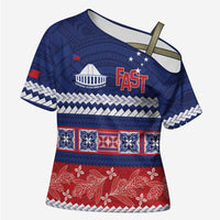 Personalised FAST Samoa Siapo Cross Shoulder Shirt Teuila Flowers Samoan Pattern - Polynesian Pride