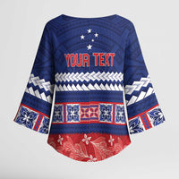 Personalised FAST Samoa Siapo Kimono Sleeve Blouse Teuila Flowers Samoan Pattern - Polynesian Pride