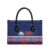 Personalised FAST Samoa Siapo Leather Bag Teuila Flowers Samoan Pattern - Polynesian Pride