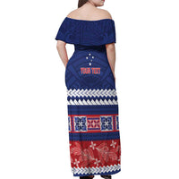 Personalised FAST Samoa Siapo Off Shoulder Maxi Dress Teuila Flowers Samoan Pattern - Polynesian Pride