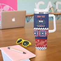 Personalised FAST Samoa Siapo Tumbler With Handle Teuila Flowers Samoan Pattern - Polynesian Pride