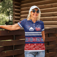 Personalised FAST Samoa Siapo Women Polo Shirt Teuila Flowers Samoan Pattern - Polynesian Pride