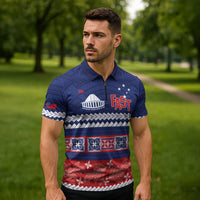 Personalised FAST Samoa Siapo Zipper Polo Shirt Teuila Flowers Samoan Pattern - Polynesian Pride