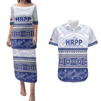 Personalised HRPP Samoa Siapo Couples Matching Puletasi and Hawaiian Shirt Teuila Flowers Samoan Pattern - Polynesian Pride